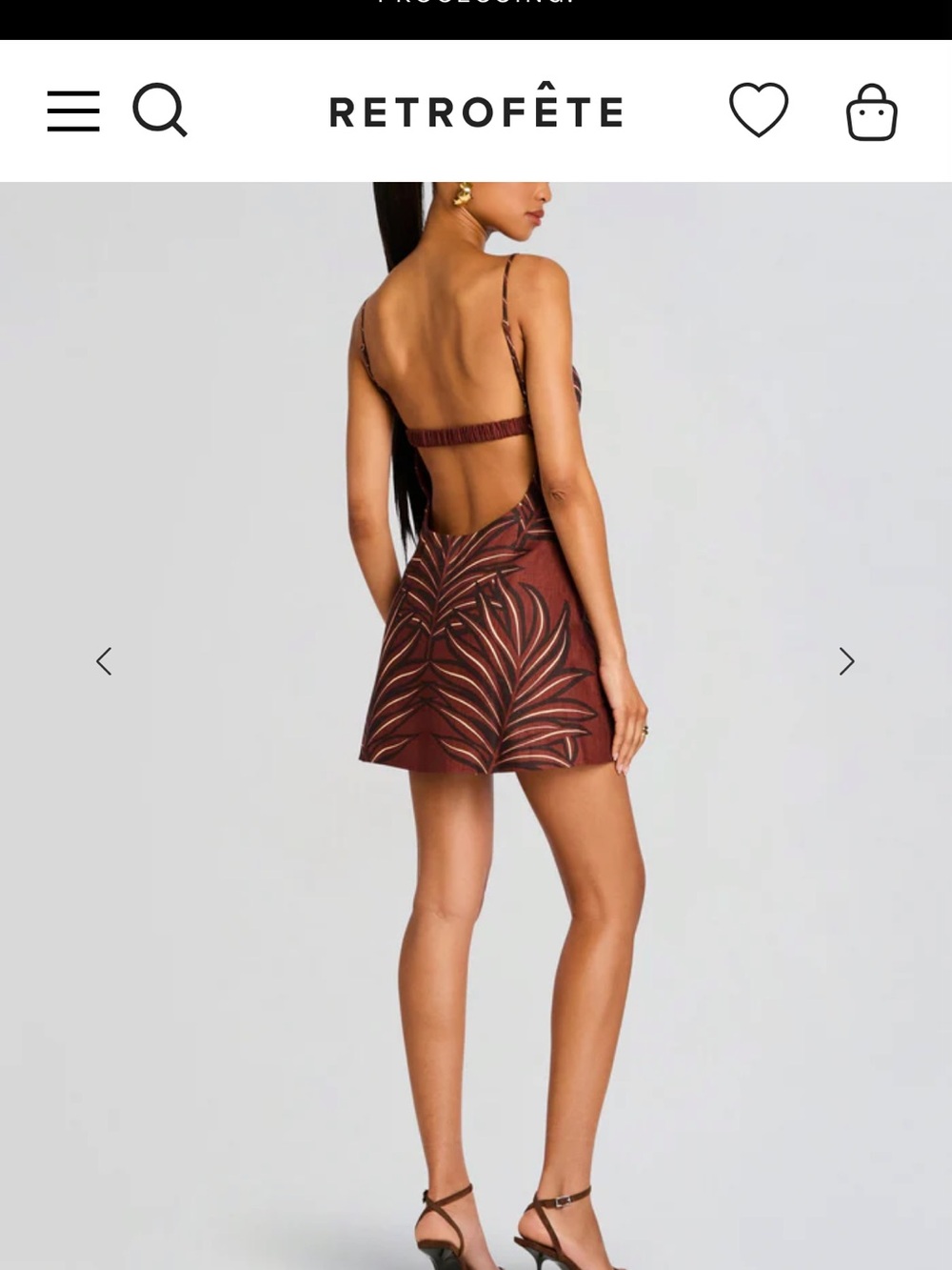 Retrofete Brown Palm-Print Mini Dress - Picture 3 of 12